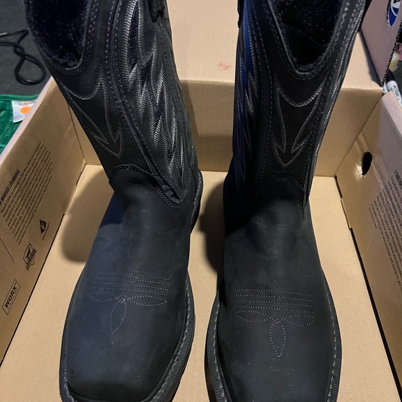 LIKE NEW MENS REDWING BLACK STEEL TOE COWBOY WORK BOOTS SZ 8D - Picture 3 of 7